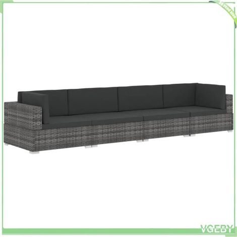 Salon de jardin - FAFEICY - 47270 - 4 pièces - Résine tressée résistante - Cadre acier - Gris/anthracite (1/5)