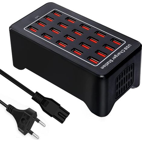 100W Chargeur USB, Station de Charge de Bureau 20 Ports, Multi Fonctions, Chargeur Mural USB, Convient pour Samsung S24/S23/S22/iPhone 11/12/13/14/15/iPad/Google Pixel/Xiaomi/Oppo/Tablettes (1/5)