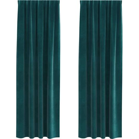 Rideaux occultants 2 pcs Vert foncé 140 x 225 cm Velours