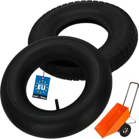 KOTARBAU® Pneu Chambre a Air Brouette - Gomme - Noir - Pneu Brouette - ⌀ 41 cm - 8PR - Chambre a Air - ⌀ 35 cm - Résistant - pour Chariot Jardinage (1/4)