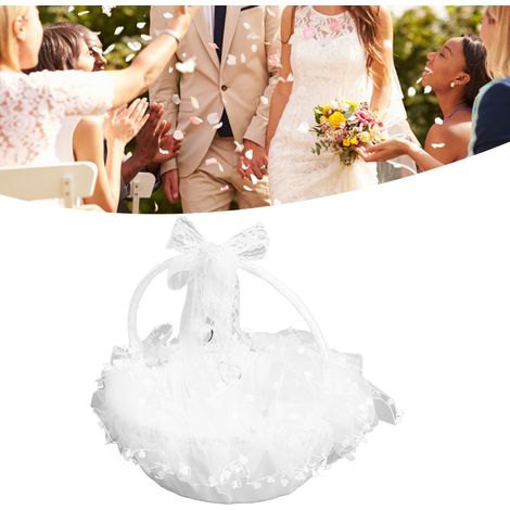Panier de mariage western orné de dentelle et d'un nœud, panier de rangement pour accessoires de mariage (1/5)