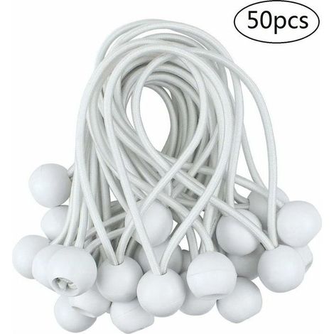 Elastischer Kugelspanner – 10 cm elastische Schnur – 2,7 cm Kugel – Für Planen, Sonnenschirme, Zelte, Markisen – Packung mit 50 Stück (1/5)