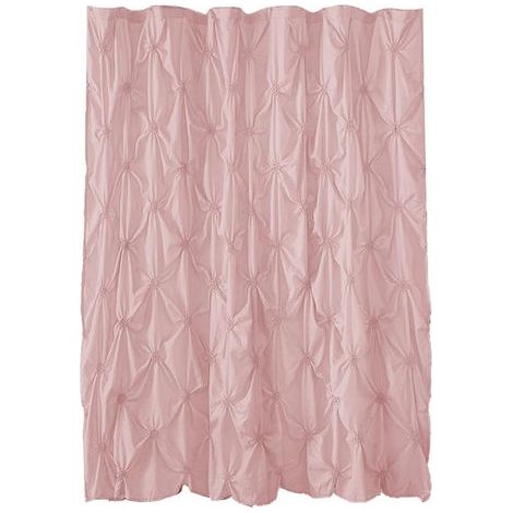 Cortina de ducha con volantes, cortina de baño (rosa) 180x180 cm (1/3)