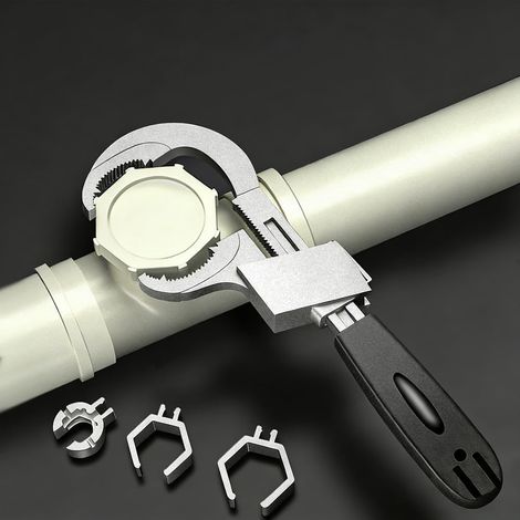 Clé de plomberie multi usage pour évier Clé à cliquet réglable pour évacuation d'évier, poignée de robinet et installation de raccords de tuyau (1/5)