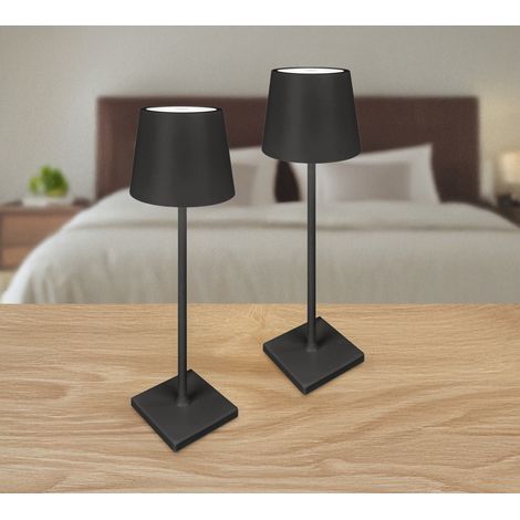 Coppia Di Lampada Da Tavolo LED Set 2 Pezzi Design Moderno Senza Fili Ricaricabile Controllo Touch Selezione Colore Intensità Dimmerabile Altezza Regolabile Con Adattatore Per Bottiglia 3000/4500/600K (1/5)