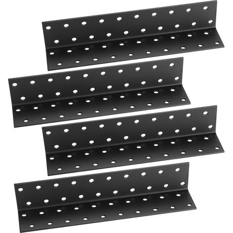 Connecteur d'Angle en L, Lot de 4, Équerre d'Angle Perforée 90 Degrés, Renfort Robuste pour Bois, pour Renforcements, Réparations, Tables, Armoires, Meubles - 200x40x40mm (1/5)