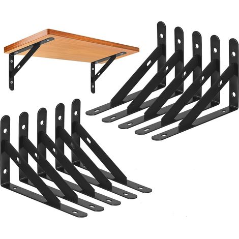 10 Stück 90° Wandwinkel Schwerlast 150x95mm, L-Regalhalterung Schwarz