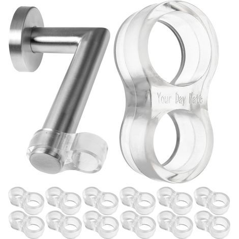 Door handle cover, 10 pieces, transparent, with openings of Ø 15 mm and Ø 18 mm, for round to square door and window handles (1/5)