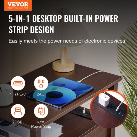 Table d'appoint de ferme à 4 niveaux, table de chevet étroite avec ports et prises USB, table d'appoint avec armoire de rangement e… (1/5)