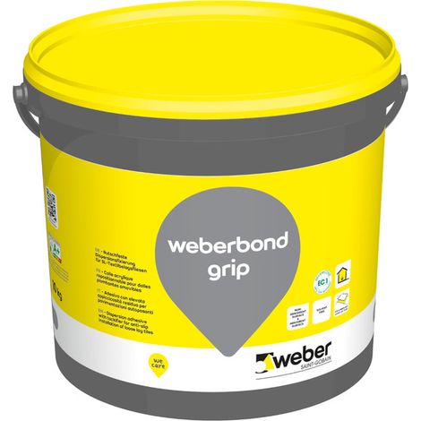 Weber Saint-Gobain Colle acrylique repositionnable 10kg, Pour dalles plombantes, Sans solvant, Weberbond Grip