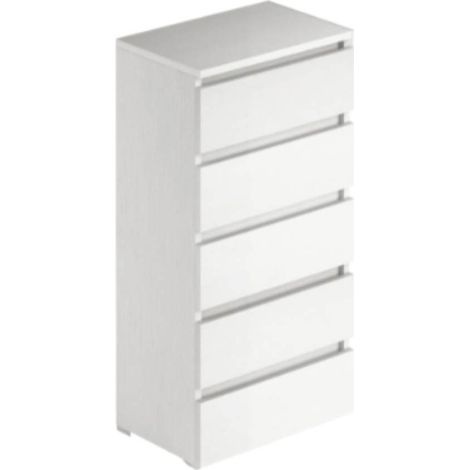Cassettiera 5 cassetti 47x40x127h MONTATA colore bianco frassinato
