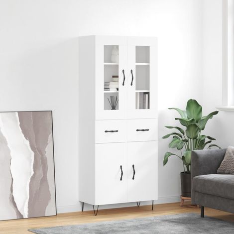 Aparador alto madera contrachapada blanco 69,5x34x180 cm vidaXL (1/5)
