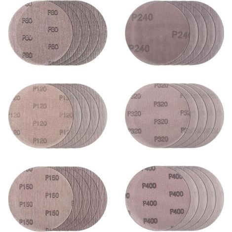Ø 125 mm Lot de 30 disques abrasifs en maille Sans poussière Pour le ponçage de surfaces dures, bois, vernis, métal (80/120/150/240/320/400) (1/4)