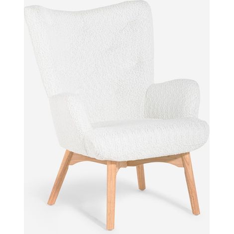 Moderne Poltrona im Bergère-Stil aus weißem Bouclé-Stoff Wani