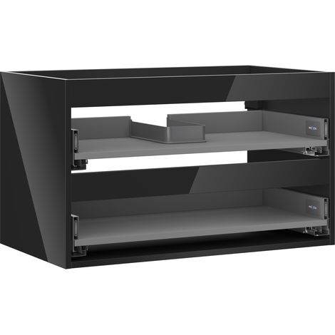 Mexen Box-A cuerpo del mueble bajo lavabo de 80 cm, 2 cajones, negro brillo - 91AX0-0800-470-2-70 (1/5)