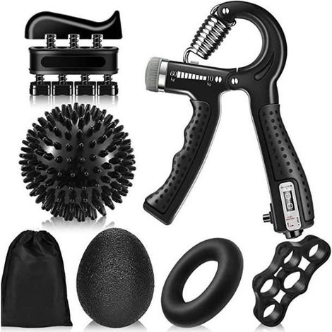 Hand Grip Musculation,6 pièces Muscleur de Main avec Comptage, 5-60KG Résistance Réglable Hand Gripper, Exerciseur de Doigts (1/4)