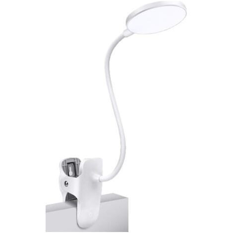 Lampe à pince 5 W, lampe de lecture de chevet LED, lumière blanche et lampe à pince à 3 luminosités avec adaptateur, lampe de lecture de chevet parfaite/double couche (1/5)