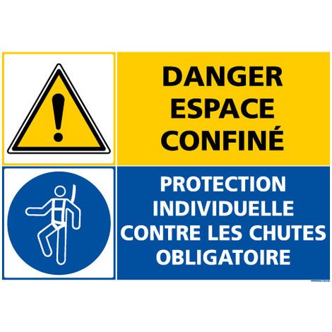 PANNEAU DANGER ESPACE CONFINE - EPI OBLIGATOIRE (C1401) - Aluminium 2 mm - 420 x 300 mm