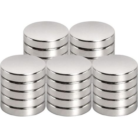 Aimant de néodyme 15 mm de diamètre x 3 mm pour Tableau magnétique, réfrigérateur, Tableau Blanc, Bureau, Tableau Blanc, Aimant Puissant (25 pièce) (1/5)