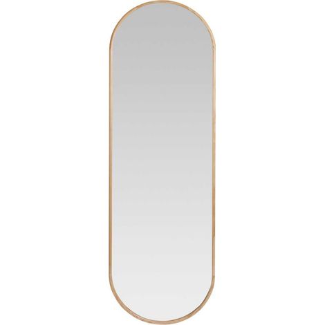 Miroir mural ovale en bois de pin finition vernis marron - Bois naturel vernis marron (1/2)