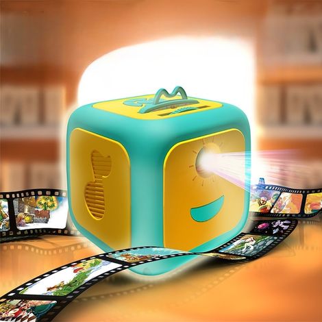 Projecteur d'histoires, veilleuse éducative et divertissante, avec 10 cartes de projection, 16 berceuses, 64 scènes, objectif zoom, idéal pour l'éveil intellectuel et l'heure du coucher. (1/5)