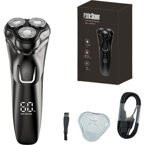 Rasoir lectrique V1 Pro u2013 Lames 4D ultra-prcises et tondeuse intgre pour un rasage net et confortable Homme Ttes Rotatives, tanche, Usage Sec et Humide, Verrouillage de Voyage (1/5)