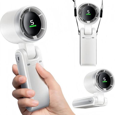 Ventilateur portable turbo, mini ventilateur de poche d'extérieur, ventilateur de bureau USB, moteur sans balais, petit ventilateur à porter autour du cou (1/5)