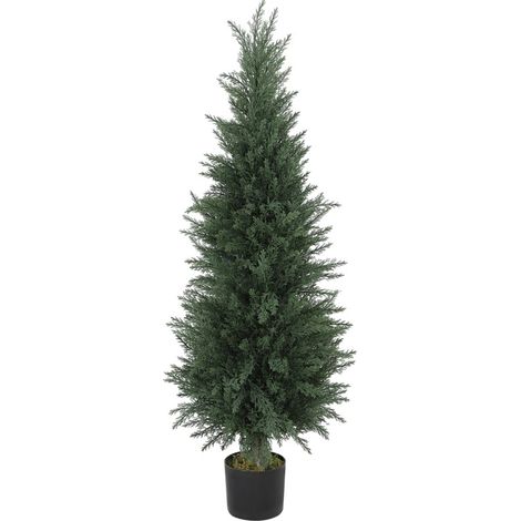 Grande cyprès artificiel 120 cm avec pot, plante décorative résistante aux UV pour intérieur et extérieur (1/5)