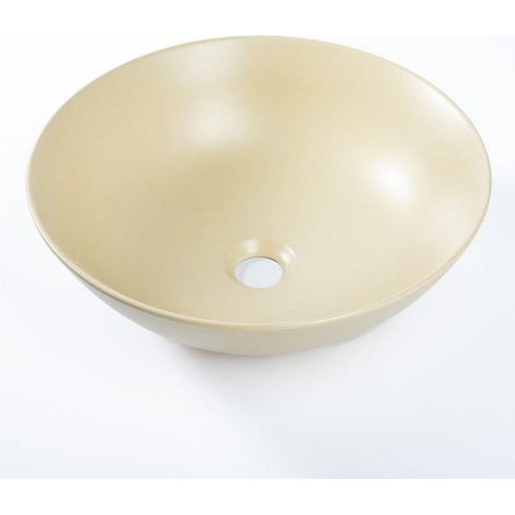 QeramiQ Dely Vasque - 40x40x15cm - ronde - céramique - beige