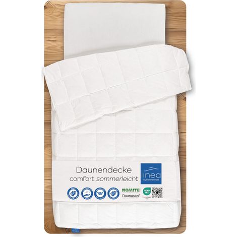 Couette Légère, 155 x 220 cm, 90% Duvet/10% Plumes de Classe 1, Convient aux Personnes Allergiques, Lavable à 60 °C, Fabriquée en Allemagne (1/5)