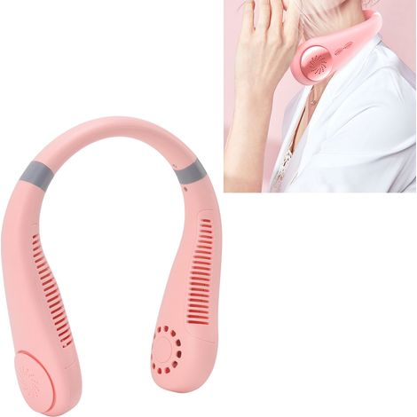 Ventilateur de cou sans pales, mini ventilateur à double pale, ventilateur rechargeable, ventilateur de sport pour paresseux, ventilateur sans pales, rose (1/5)