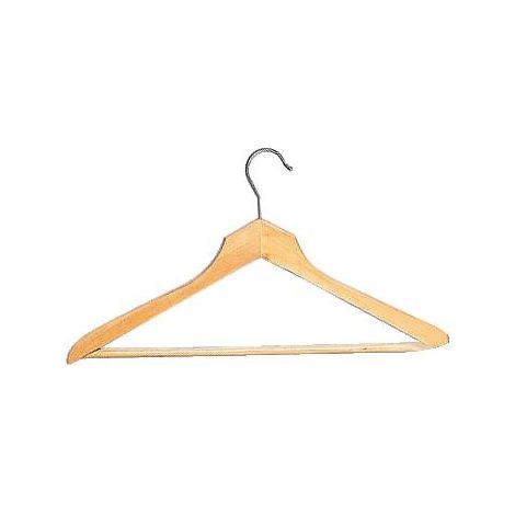 Cintres bois vernis galbé avec barre porte-pantalons lot de 3 cintres