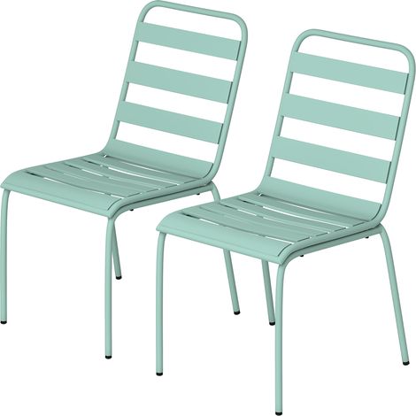 Ensemble de 2 chaises de jardin empilables en métal pour terrasse, balcon, jardin, vertes
