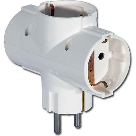 Weißer Dreifach-Schuko-Adapter 16A 250V 50516