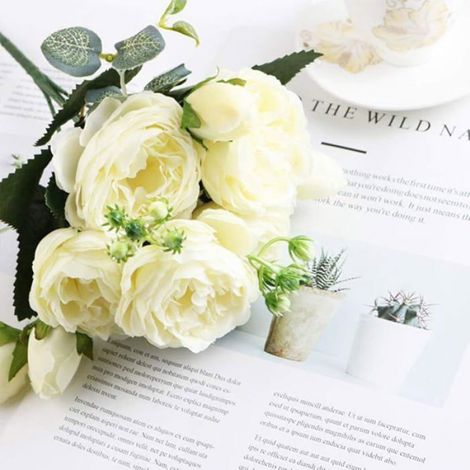 Bouquet De Pivoine Artificielle - Soie - Hauteur 30 Cm - 5 Fleurs Par Bouquet - 4 Unités (1/5)