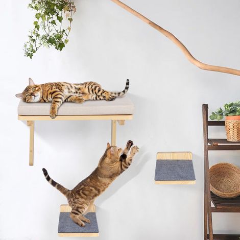 Lit mural pour chat 3 pièces, escalier de saut pour chat, 40x30x30cm (1/5)
