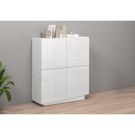 Buffet haut moderne blanc brillant Valencia (1/5)
