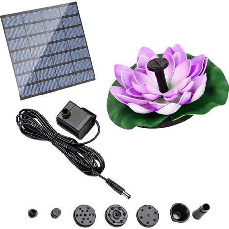 Pompa per fontana di loto - Fiori e ricchezza - Fontana per vasca e laghetto per uccelli ad energia solare - Decorazione da giardino con getto regolabile (1) (1/5)