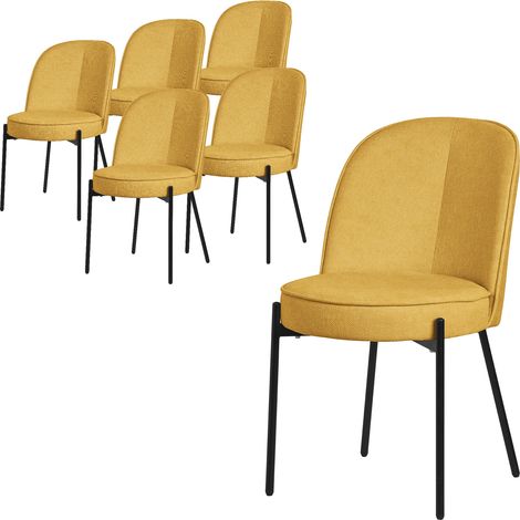 ML-Design Set 6 Sedie da Sala Pranzo Giallo Senape in Poliestere Gambe in Metallo, Struttura in Acciaio, con Schienale Semi-Rotondo, Poltrone Ergonomiche, Poltroncine Imbottite per Soggiorno e Cucina (1/5)