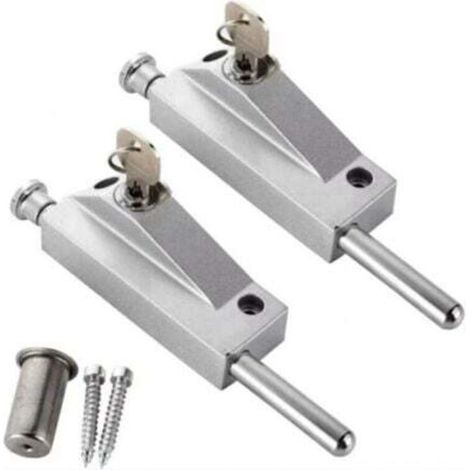(silber) 2 Stück Türschloss aus Aluminiumlegierung, Bodenschloss, Diebstahlsicherung, Drehtürschloss