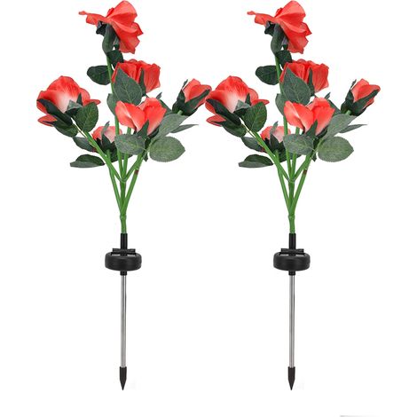 2PCS Lampe Solaire Rose 6 LED Étanche pour Jardin, Pelouse, Décoration Extérieure Éclairage Paysager (1/5)