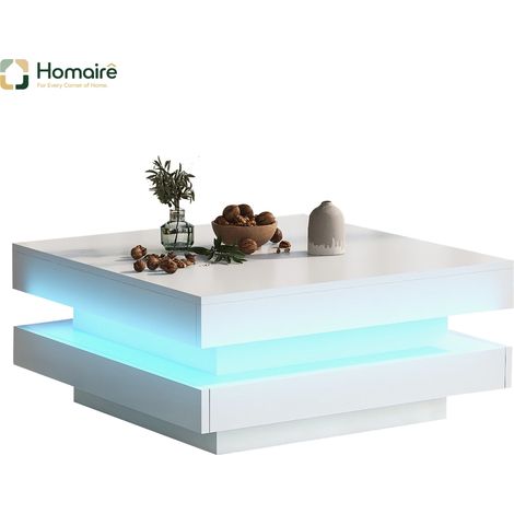 Couchtisch aus Spanplatte weiß und Polyester 70 x 70 x 36 cm HOMAIRE (1/5)
