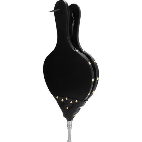 1 Soufflet de cheminée, Cuir PU, Poignée en bois, Tube argent, Pour barbecue et foyer (1/5)