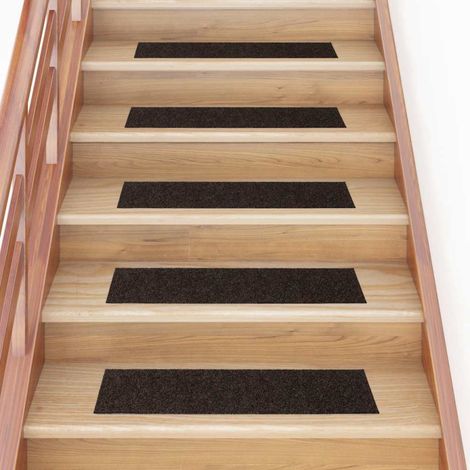 Tappetini per scale autoadesivi 30 pz 76x20 cm marrone scuro rettangolari vidaXL
