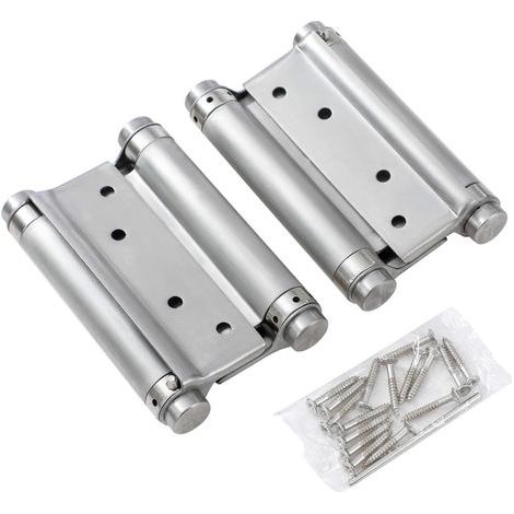 Pair of Spring Hinges, Double Action 125mm, Stainless Steel, 1.5mm Thick, For Kitchen/Cafe Doors (1/5)