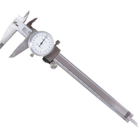 argenté Pied à Coulisse à Cadran 200mm 8 en Acier Inoxydable Tête Précision Antichoc et Verrouillable Micromètre à Jauge 4 Voies 401231 (1/3)