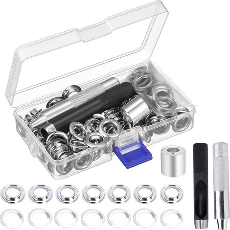 12 mm, 100 pezzi, clip di protezione per gli occhi, strumenti di protezione per gli occhi, kit di protezione per gli occhi, per tessuti in pelle, teloni, tende, tende da campeggio, ecc. (1/2 pollice) (1/5)