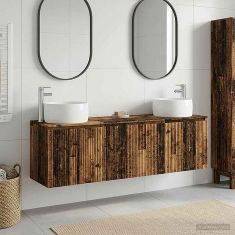 vidaXL Bathroom Cabinet Set 3 pcs Old Wood 161.5 x 44.5 x 80 cm (1/5)