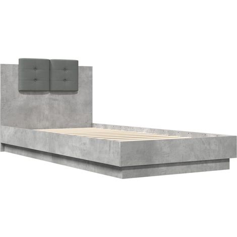 Cama con cabecero madera de ingeniería gris hormigón 100x200 cm vidaXL