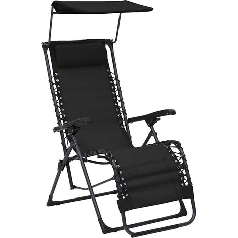 Maison Exclusive - Klappbare Liegestühle 2 Stk. Textilene Schwarz (1/5)